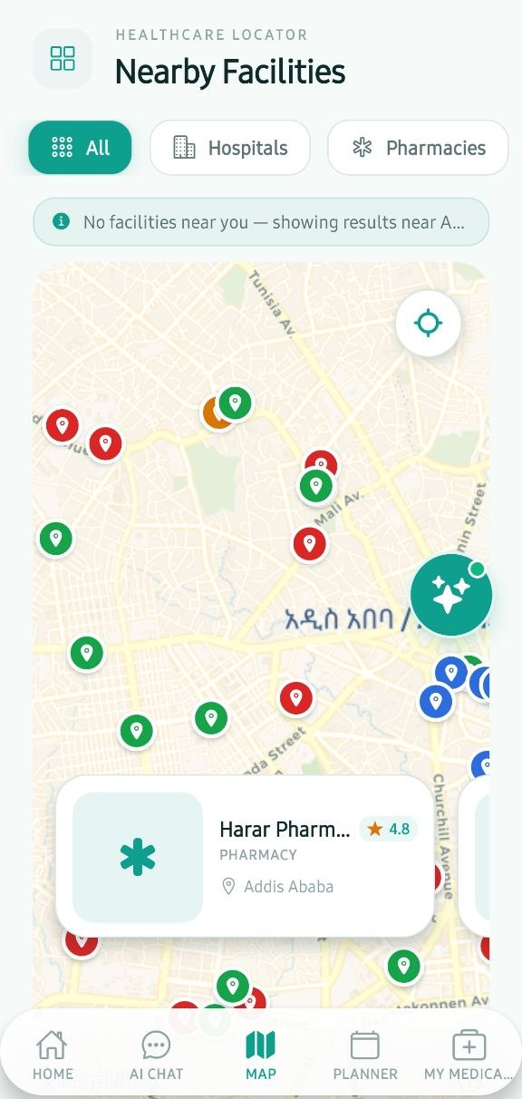DoctorMind AI — find nearby clinics & pharmacies